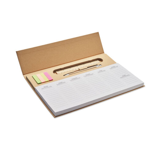 MEMWEEK – Agenda settimanale da tavolo con accessori – Beige