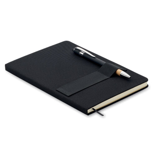 NOTA – Set notebook A5 in RPET con penna – Nero