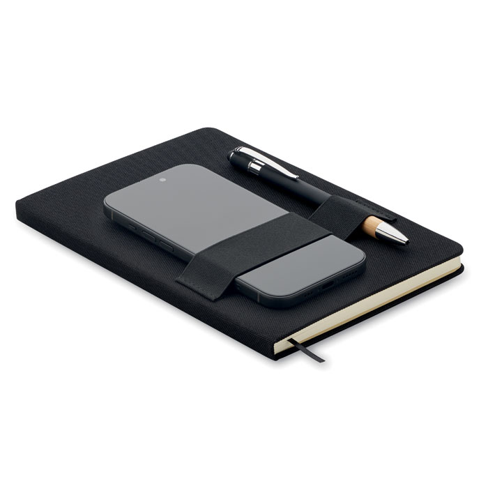 NOTA – Set notebook A5 in RPET con penna – Nero